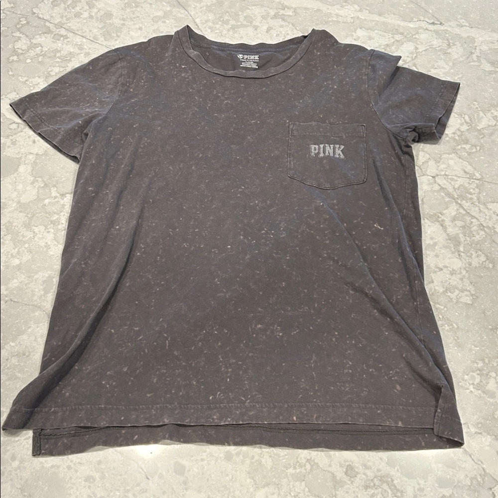 PINK Washed Gray Graphic Tee